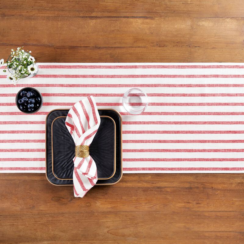 Solino Home 100% Pure Linen Table Runner | Madison Stripe