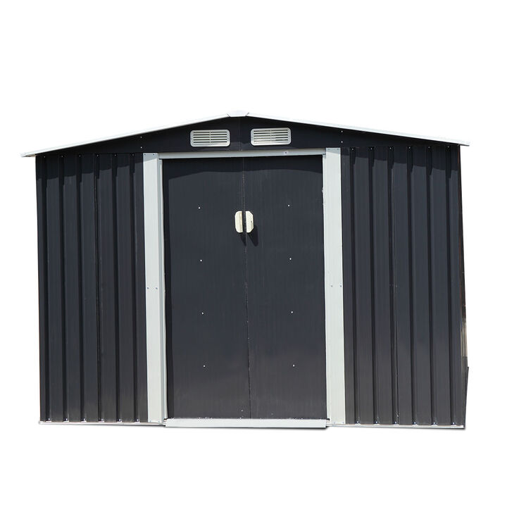 6' x 8' Outdoor Metal Storage Shed Garden Tool Organizer House