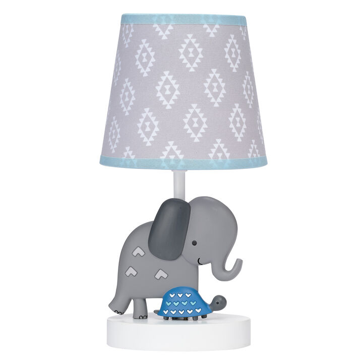 Bedtime Originals Jungle Fun Gray Elephant/Turtle Nursery Lamp with Shade & Bulb