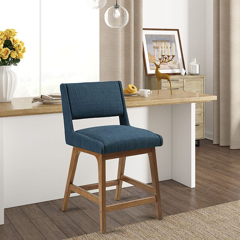 Gracie Mills Carlene Chic Upholstered Dining Counter Stool - Pecan Finish