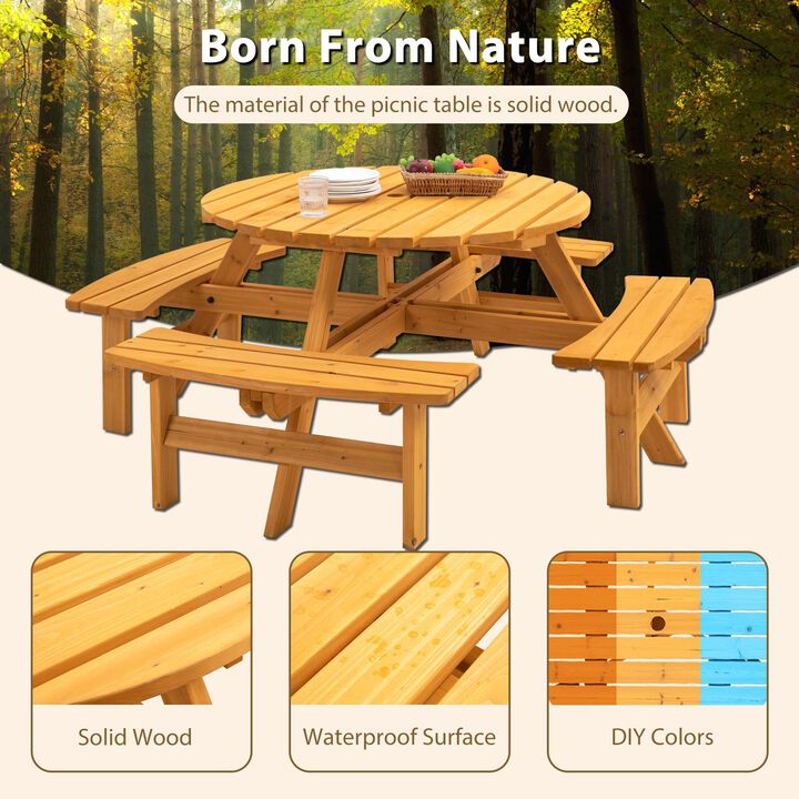8-Person Picnic Table Large Outdoor Dining Table for Patio, Backyard & Garden