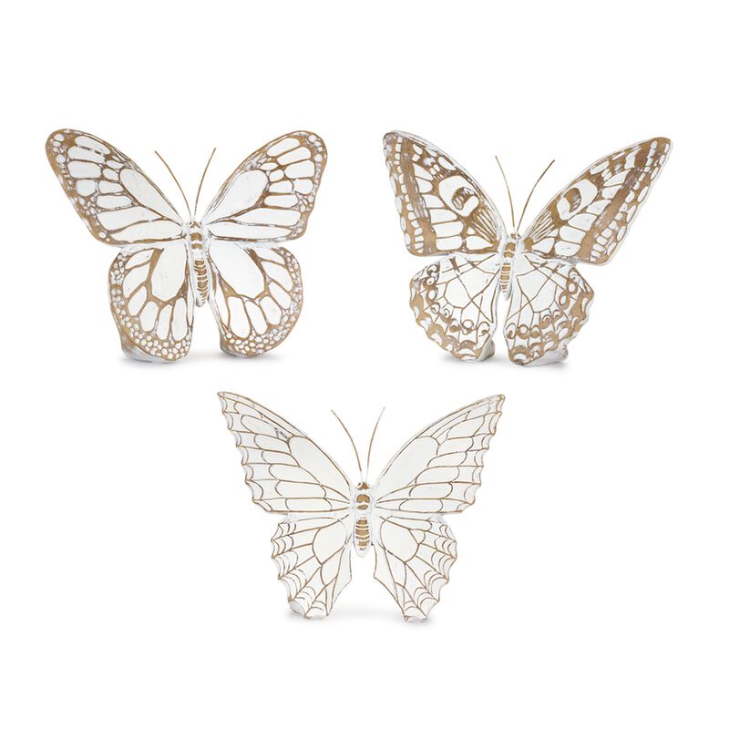 Butterfly Figurine - Decorative Accent for Home or Garden Decor (Set of 3)