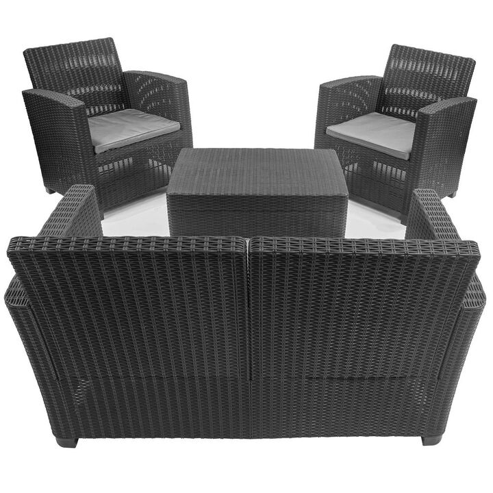 DUKAP Dukap ALTA All Weather Faux Rattan 4 Person Seating Set with Cushions