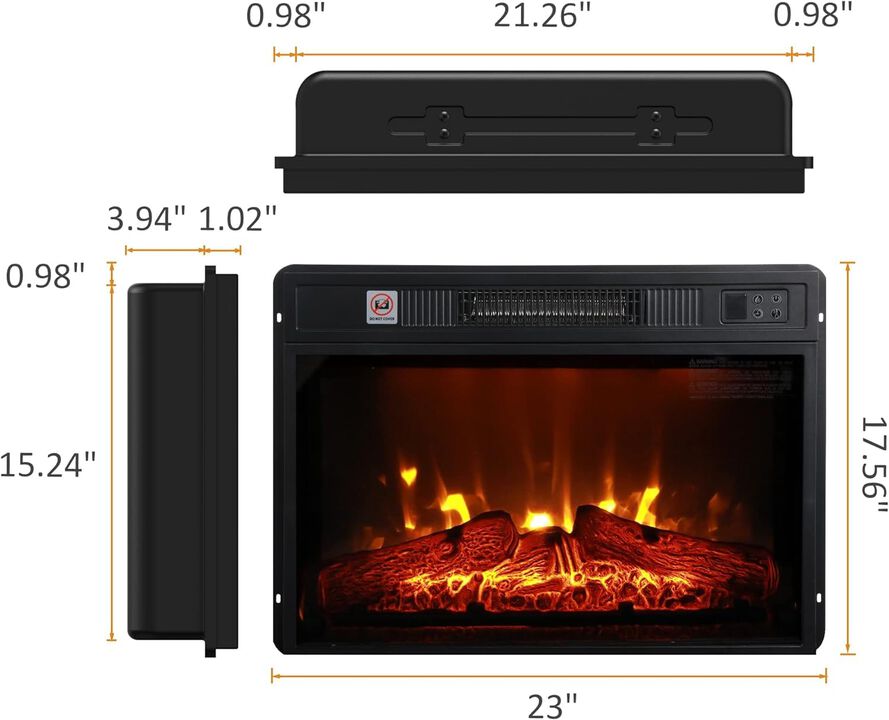 Electric Fireplace Insert with 3D Infrared Heating and Realistic Flames