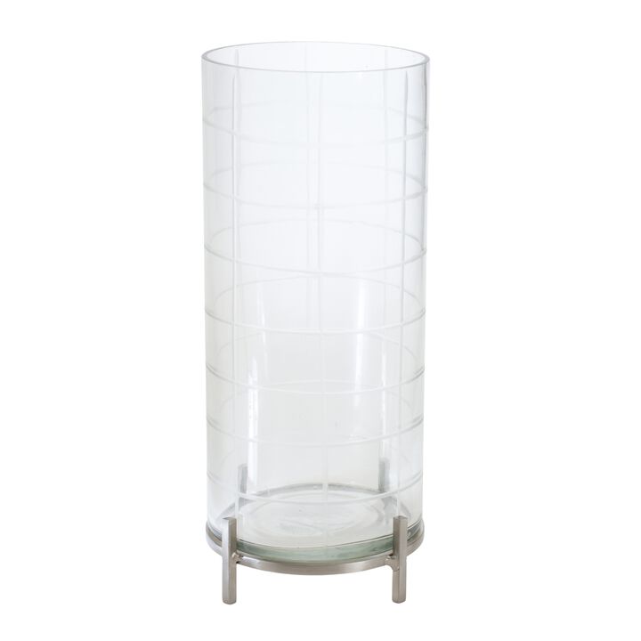 5.5"D x 12"H Candle Holder - Glass and Iron for Timeless Elegance