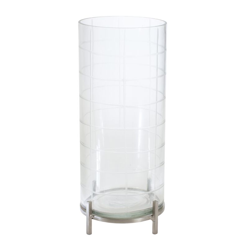 5.5"D x 12"H Candle Holder - Glass and Iron for Timeless Elegance
