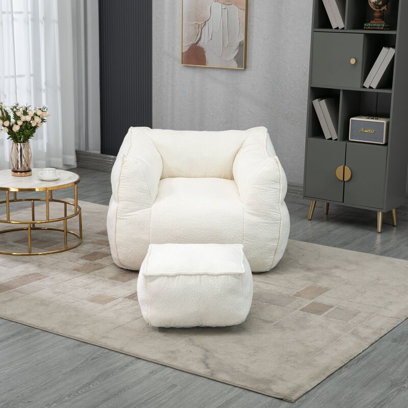 Mondawe Beanbag Chair Lazy Sofa with Footstool Comfort Lounger High Back Bean Bag Couch