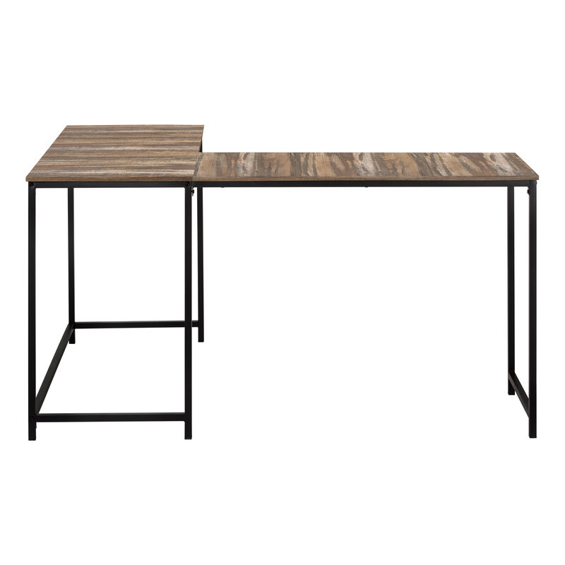 Monarch Specialties I 7391 Computer Desk, Home Office, Corner, 58"L, L Shape, Work, Laptop, Metal, Laminate, Brown, Black, Contemporary, Modern