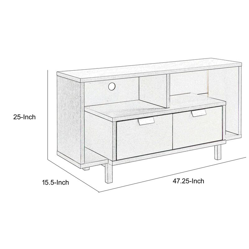 Jett 47 Inch TV Media Entertainment Console, 2 Drawers, 2 Shelves, White-Benzara
