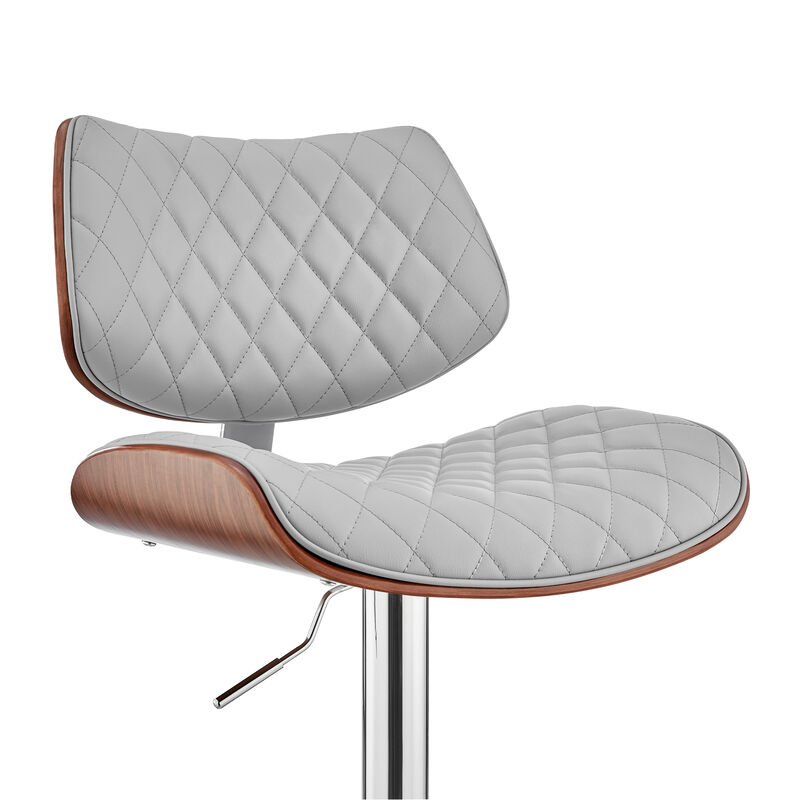 Leland Adjustable Gray Faux Leather and Chrome Finish Stool