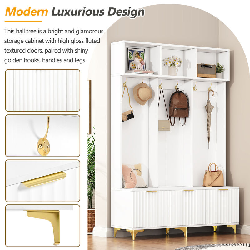 Merax Modern Storage Hall Tree with Bench