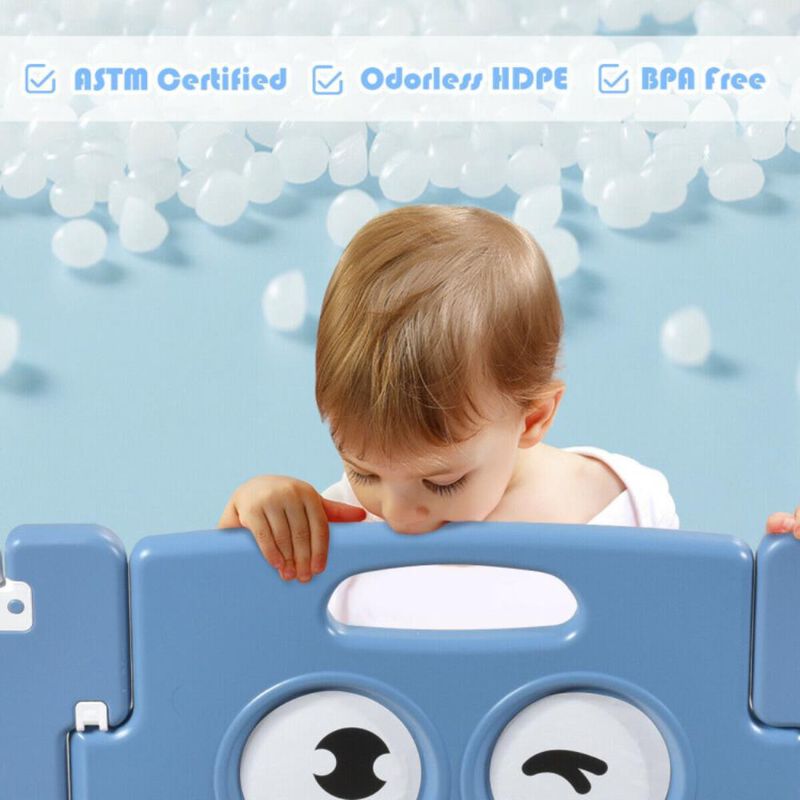 Hivvago 16-Panel Foldable Baby Playpen Kids Activity Centre-Blue
