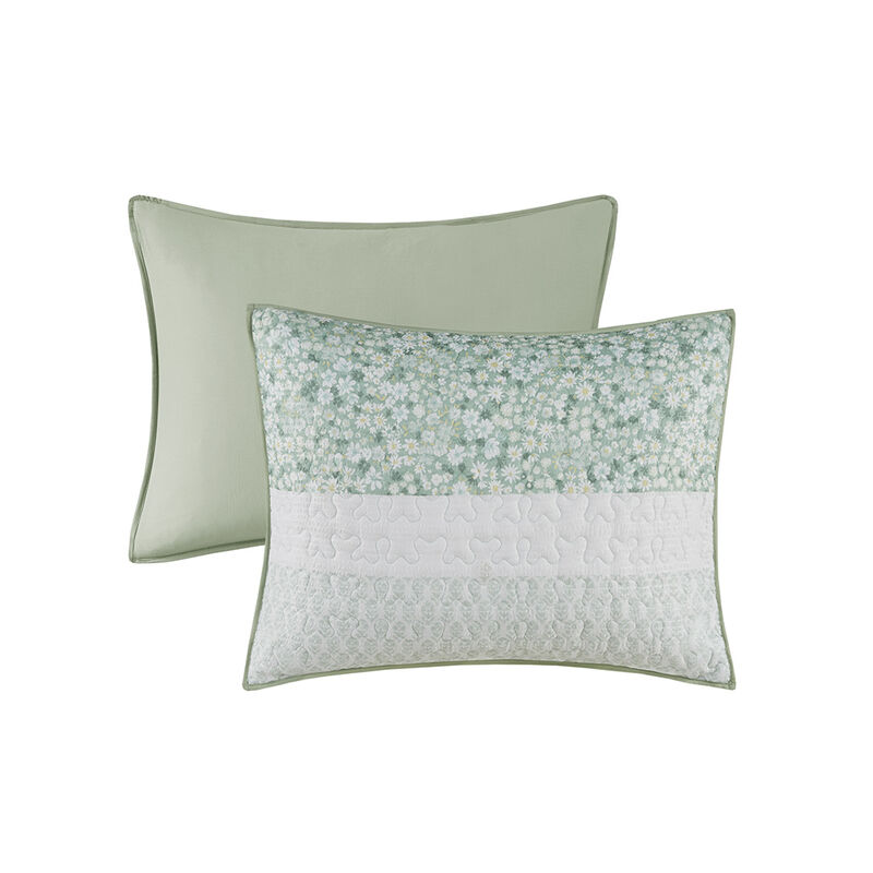 Gracie Mills Glenn Coastal Breeze 5-Piece Seersucker Comforter Ensemble with Coordinating Throw Pillows