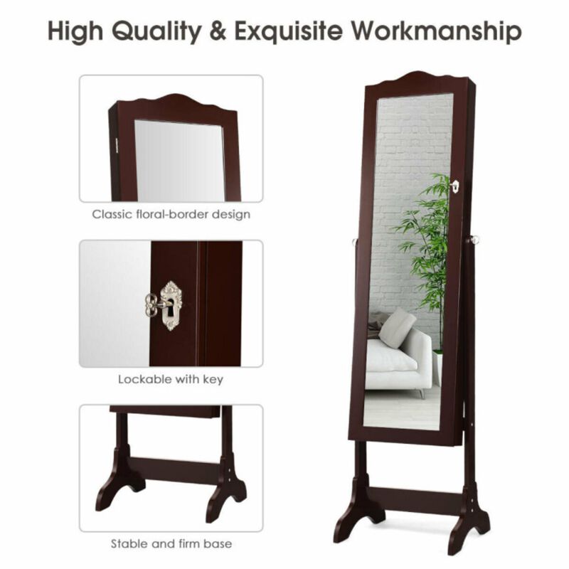 Hivvago 14 LED Jewelry Armoire Cabinet with Full Length Mirror and 4 Tilting Angles