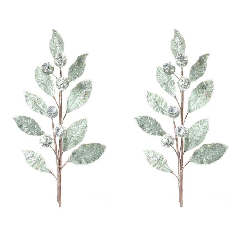 Glittered Pod Leaf Spray Set of 2 for Home Decor and Floral Arrangements