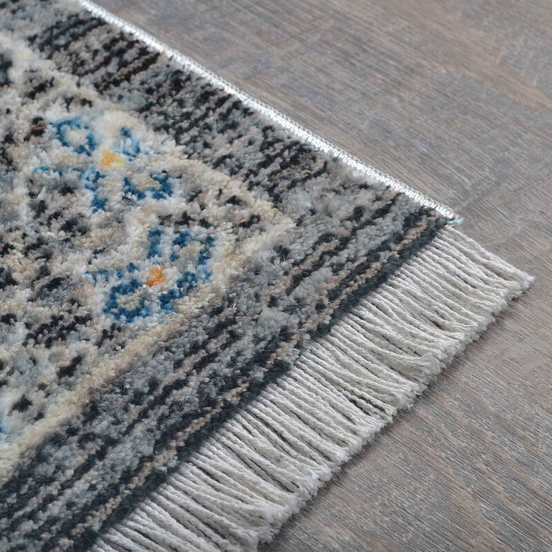 RUGSOTIC CARPETS MACHINE MADE POLYESTER AREA RUGS  - 1'8''x2'10'', Rectangle Shape, Black Gray Color, Classic Oriental Traditional  Design, Low Pile Machine Made Area Rugs (M00090)