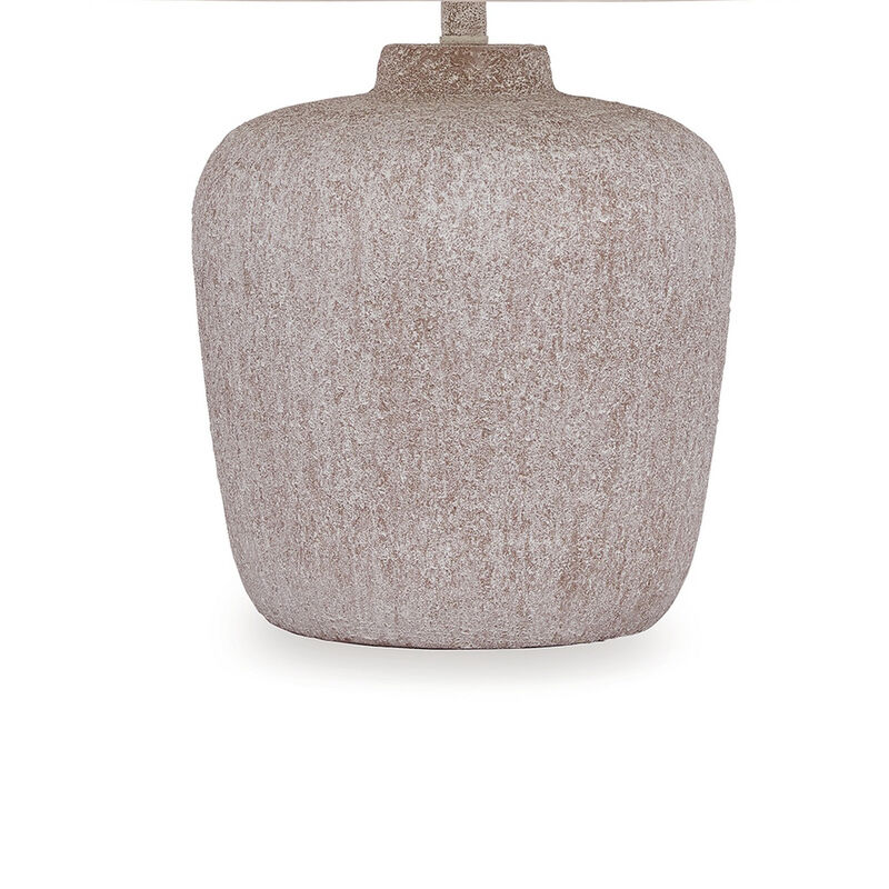 Rey Table Lamp, Empire Fabric Shade, 27 Inch Ivory Pot Metal Base - Benzara