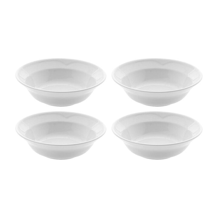 Porcelain Saturn dia.6" h:1.5" 12 oz. Round White Porcelain Bowl (Set of 4)