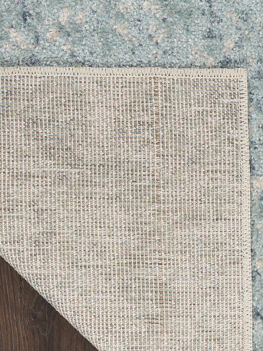 Astra Machine Washable ASW07 Blue/Ivory 2'2" x 10' Rug