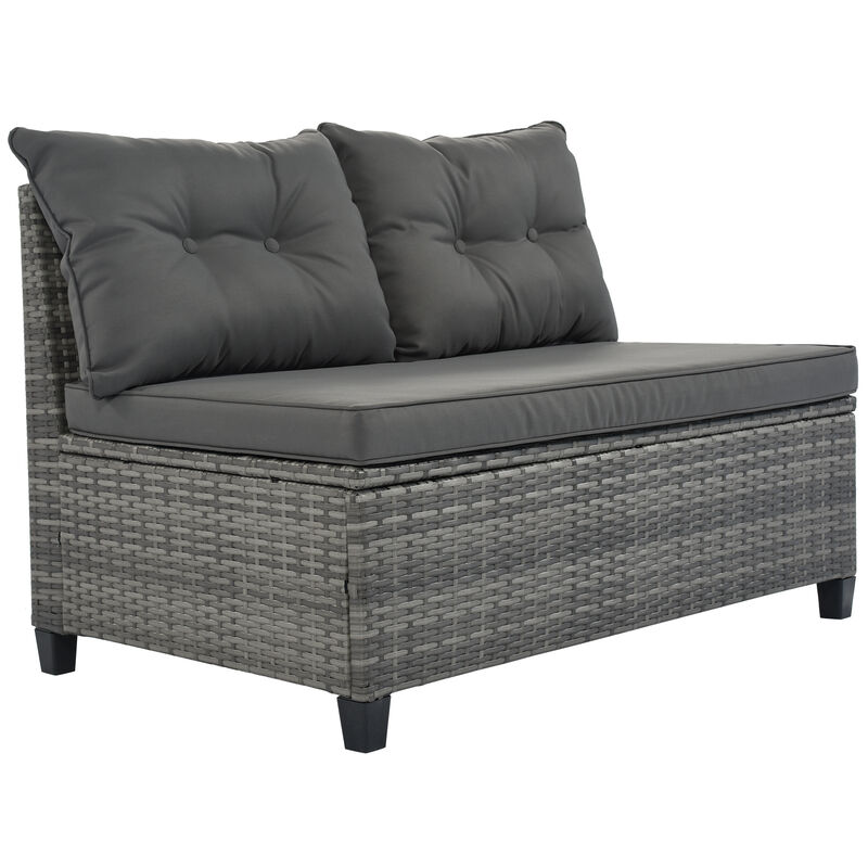 Merax 8-pieces Outdoor Wicker Round Sofa Set，Curved Sofa Set With Rectangular Coffee Table