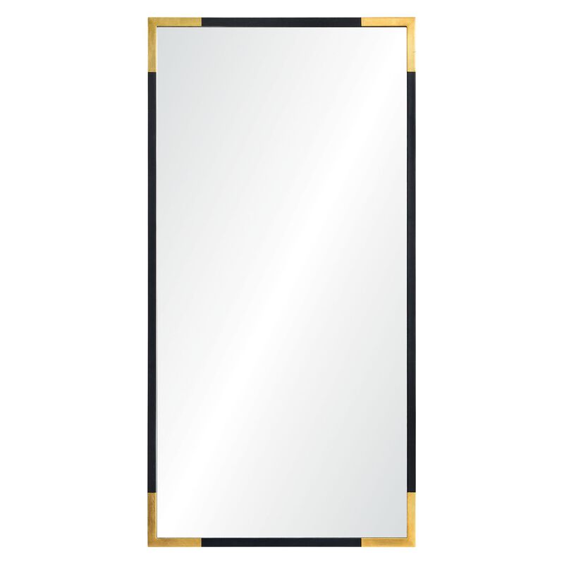 60" Black and Gold Full-Length Framed Rectangular Wall Mirror