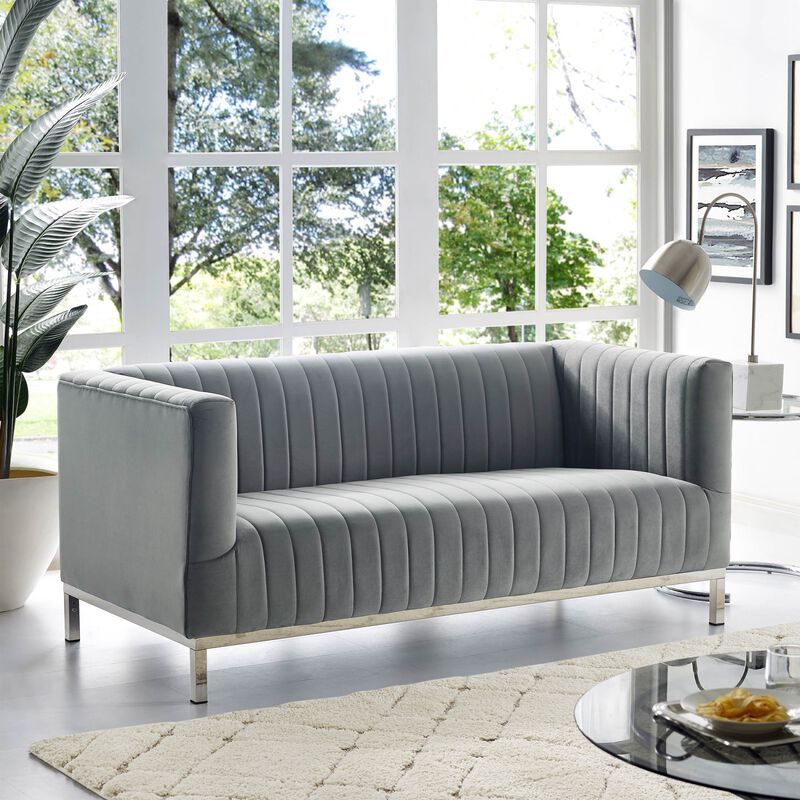 Inspired Home Jay Velvet Loveseat