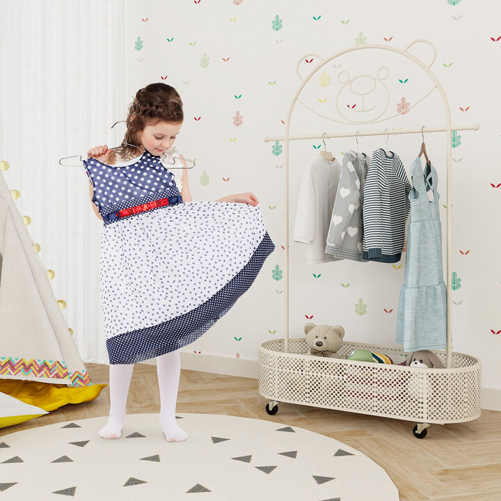 Kid Clothes Rack with 3 Adjustable Heights and Wheels
