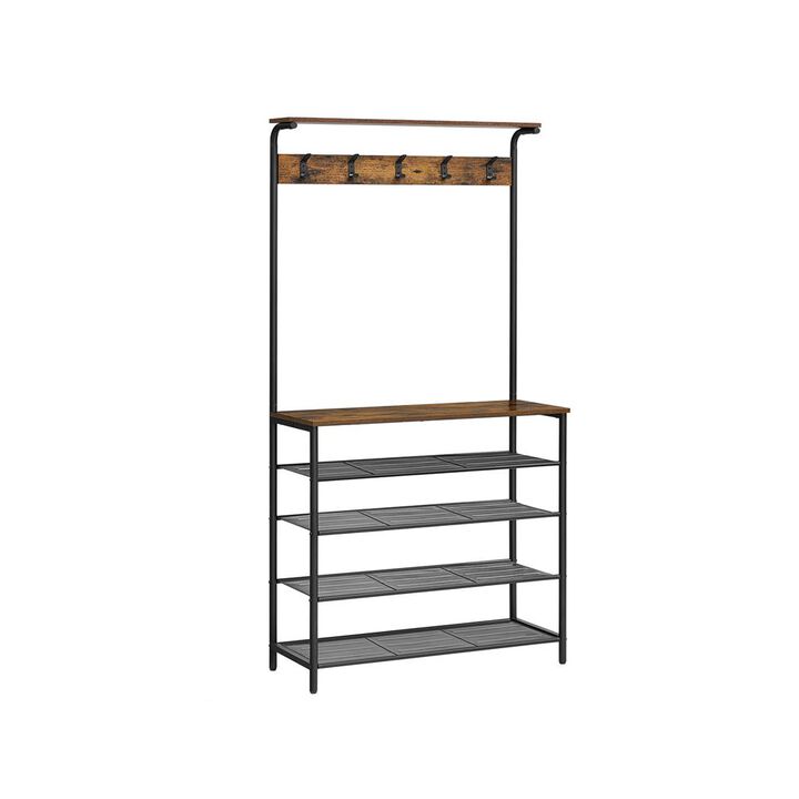 Hall Tree with Shoe Bench Entryway Organizer with Hooks and Storage