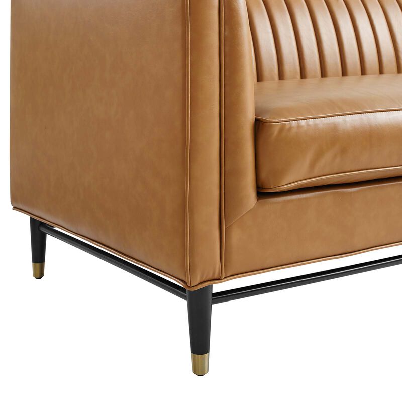 Devote Channel Tufted Vegan Leather Sofa Brown EEI-4721-TAN