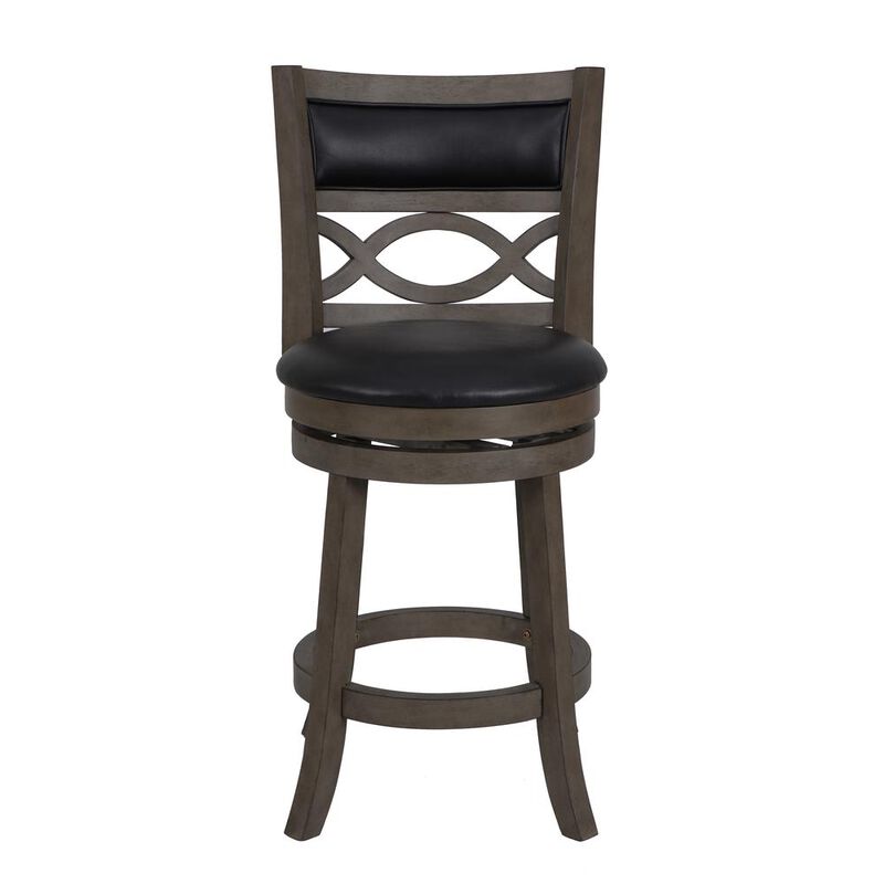 New Classic Furniture Manchester 24 Wood Counter Stool with Black PU Seat in Ant Gray