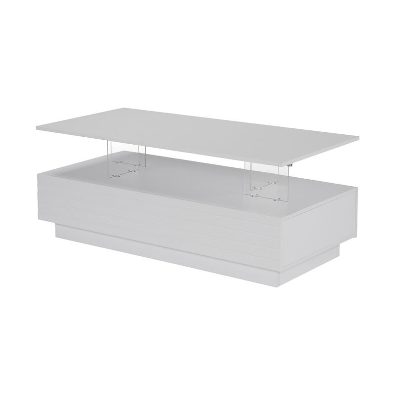 Merax Modern Rectangular Coffee Table with LED Lights