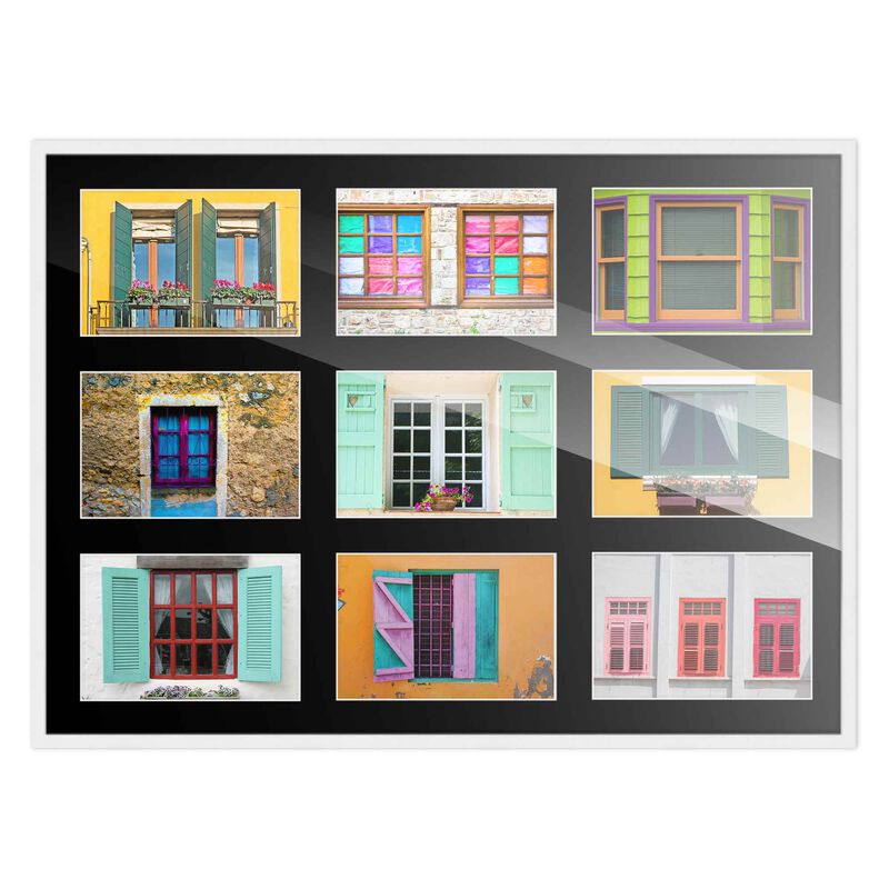14.5x20.5 Wood Collage Frame with Black Mat For 9 4x6 Pictures