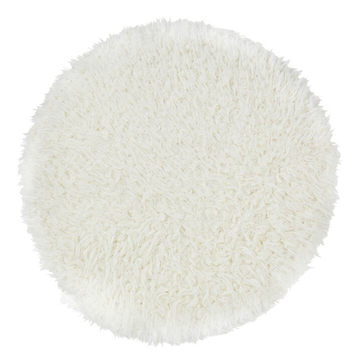20 Inch Ottoman, Foam Filled, Shearling Fabric, Wood Frame, White, Brown-Benzara