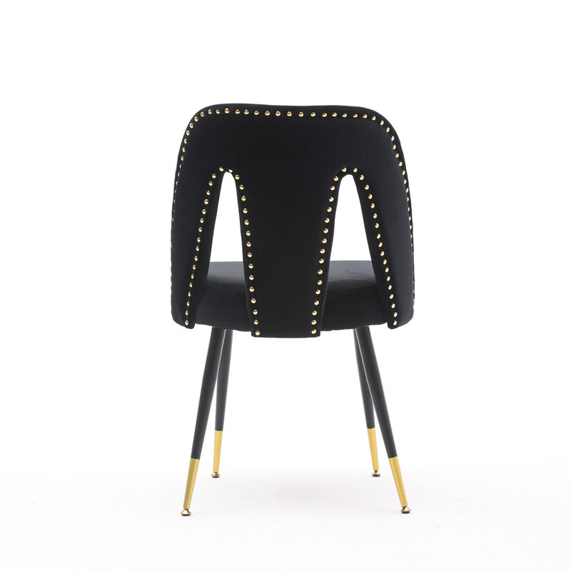 Akoya Collection Modern, Contemporary Velvet Upholstered Dining Chair With Nailheads And Trim