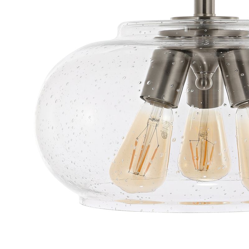 Lina 3-Light Modern Industrial Iron/Seeded Glass LED Semi Flush Mount