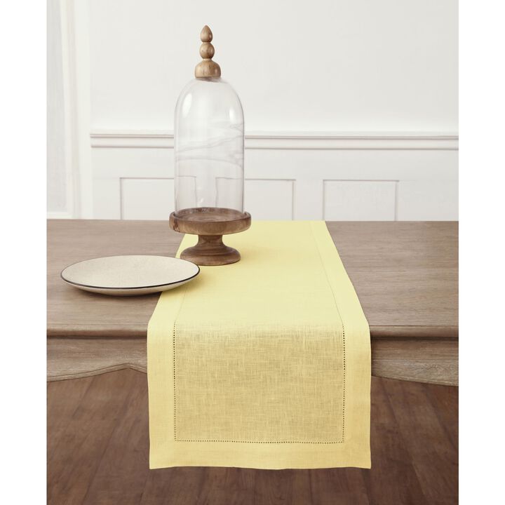 Solino Home 100% Pure Linen Table Runner | Classic Hemstitch for Thanksgiving, Christmas