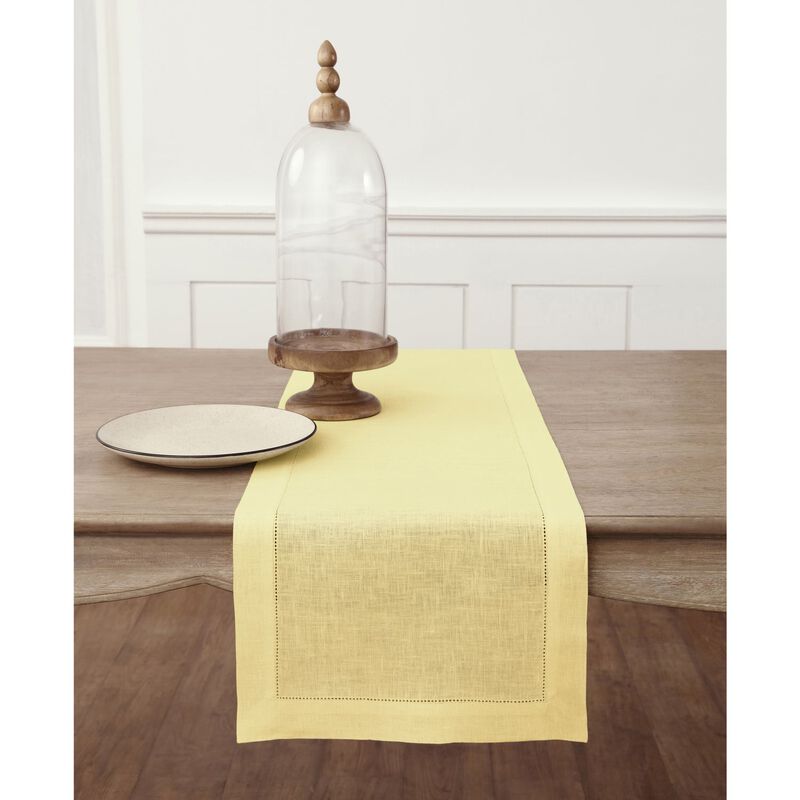 Solino Home 100% Pure Linen Table Runner | Classic Hemstitch for Thanksgiving, Christmas