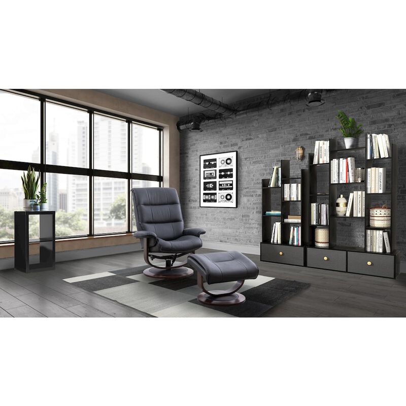 Parker Living Knight - Black Manual Reclining Swivel Chair and Ottoman