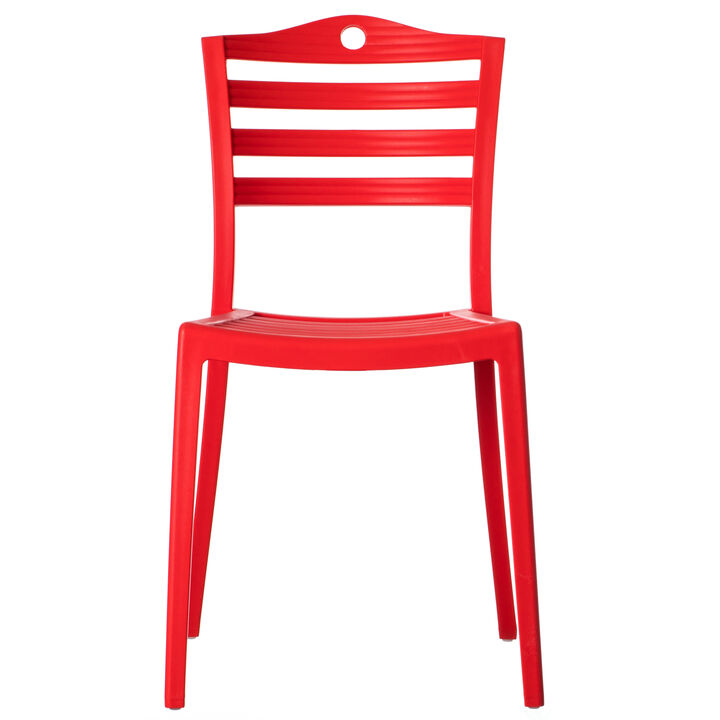 Stackable Modern Plastic Indoor and Outdoor Dining Chair with Ladderback Design for All Weather Use, Blue