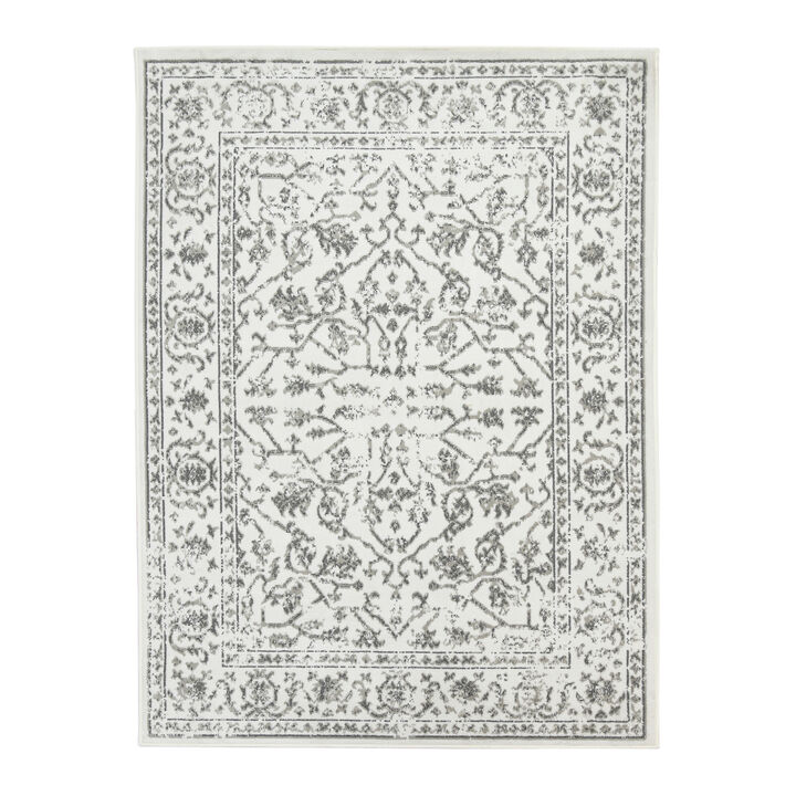 Alpine Fany Light Gray Bordered Area Rug 5'3" x 7'6"