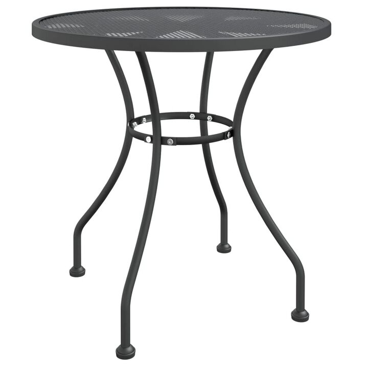 3pc Outdoor Patio Dining Table Set, 2 Chairs, Round Top, Black Metal - Benzara