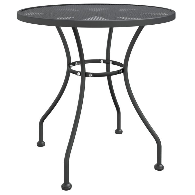 3pc Outdoor Patio Dining Table Set, 2 Chairs, Round Top, Black Metal - Benzara