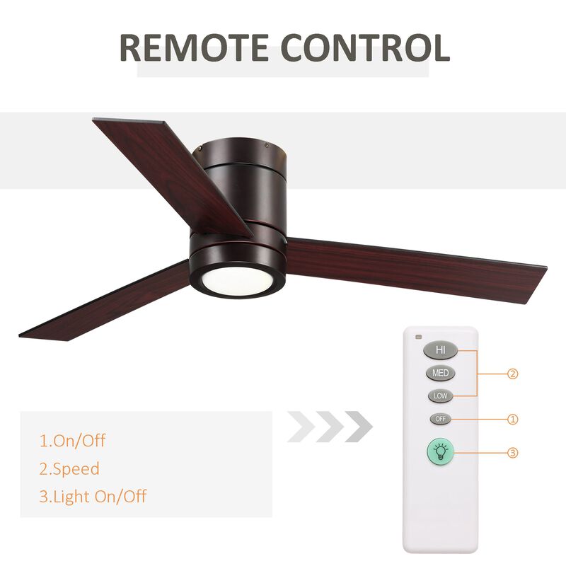 Brown Mount Ceiling Fan with Light: 44" with LED Light and Remote