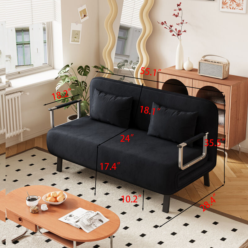 Merax Tri-Fold Sleeper Sofa  Loveseat with Adjustable Backrest