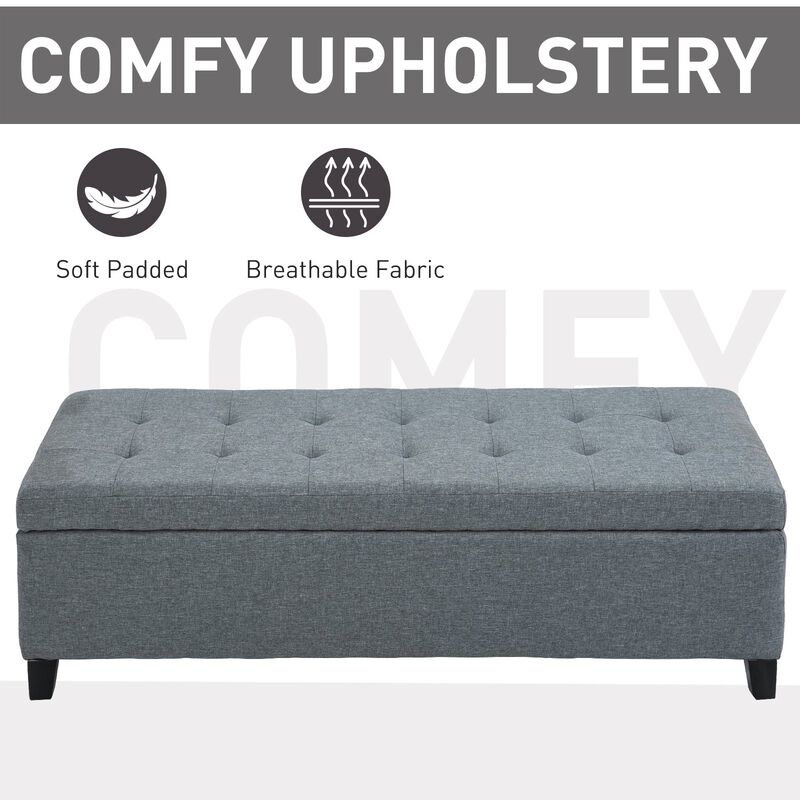Spacious Brown Seat: 50" Lift-Top Ottoman Storage Bench