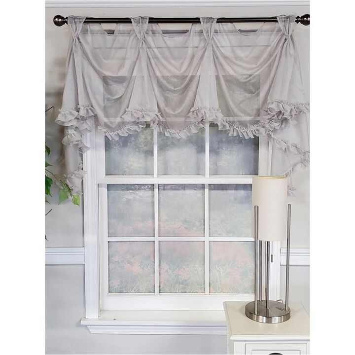 RLF Home Luxurious Modern Design Classic Sheers Victory Swag 3-Scoop Window Valance 50" x 25" Taupe