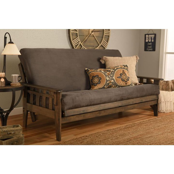 KODIAK Tucson Frame-Rustic Walnut Finish-Suede Gray Mattress