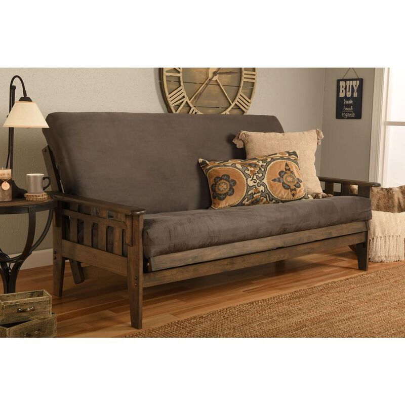 KODIAK Tucson Frame-Rustic Walnut Finish-Suede Gray Mattress