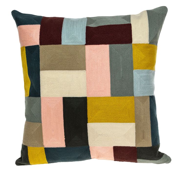 20" Multicolor Cotton Square Throw Pillow