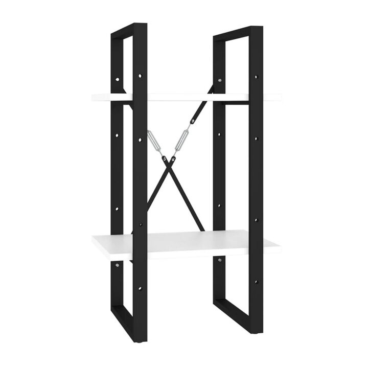 Zoe Standing Bookshelf, 28 Inch Tall, 2 Shelves, Black and White - Benzara